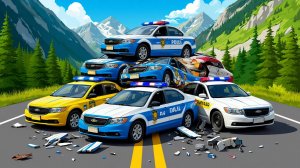 МУЛЬТИКИ ПРО МАШИНКИ 🚓💥 ПОЛИЦЕЙСКИЕ МАШИНЫ ЛЕТЯТ С ОБРЫВА