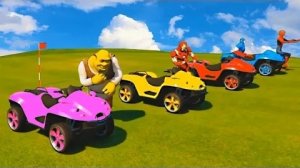 Заезд человека-паука на квадроциклах с участием Шрека Железного Человека и Капитана Америки - GTA 5