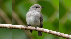 Серая мухоловка. Слушать голос, пение мухоловки. Птицы России. Muscicapa striata.
