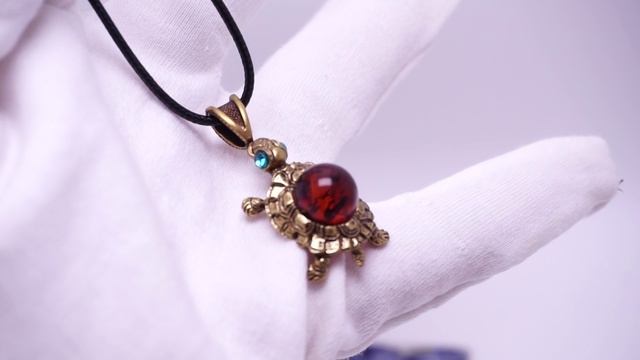 Подвеска Черепаха кулон янтарь бронза стразы фигурка 1387 Хорошие Вещи