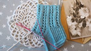 Узор для носков на основе резинки / носочки держат форму, не сползают / схема узора / подробный мк.