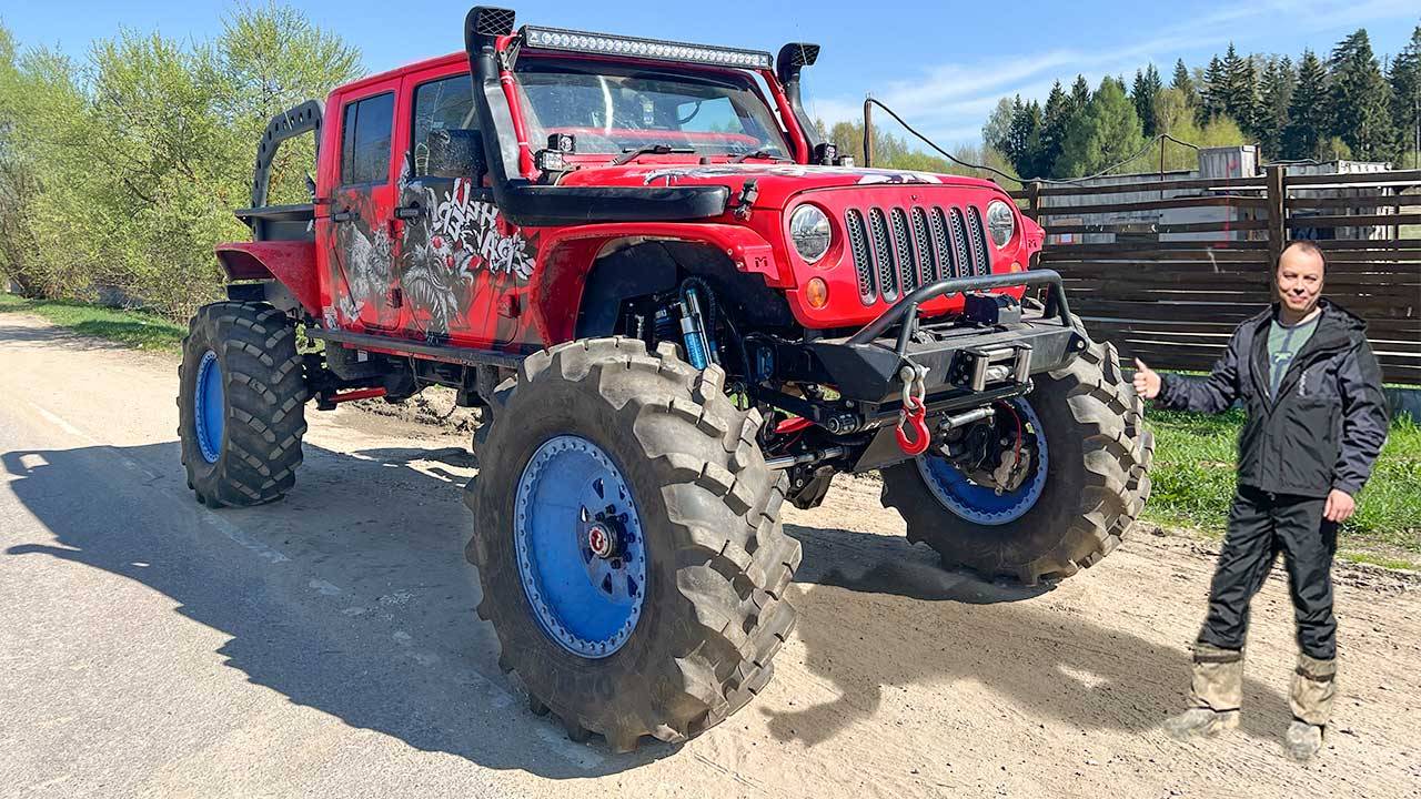 850 Л.С. КРАСНЫЙ ЗВЕРЬ - ОФФРОУД МОНСТР НА 48 КОЛЁСАХ поехал с ГЕЛИКОМ и БАГГИ БТР на оффроад.