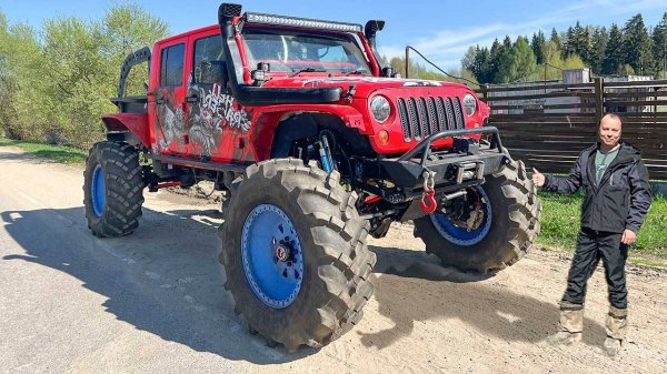 850 Л.С. КРАСНЫЙ ЗВЕРЬ - ОФФРОУД МОНСТР НА 48 КОЛЁСАХ поехал с ГЕЛИКОМ и БАГГИ БТР на оффроад.