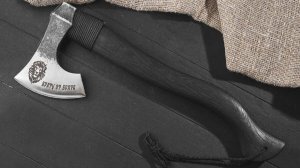 Кованый топор "Брату от брата", рукоять черный мореный ясень