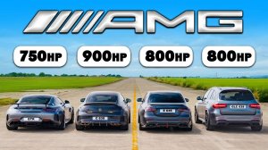 Кто победит в заезде： AMG C63 на 900л.с  против GTR, E63 и GLC 63