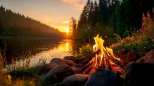 КАМИН 4K. Осенний камин на природе.