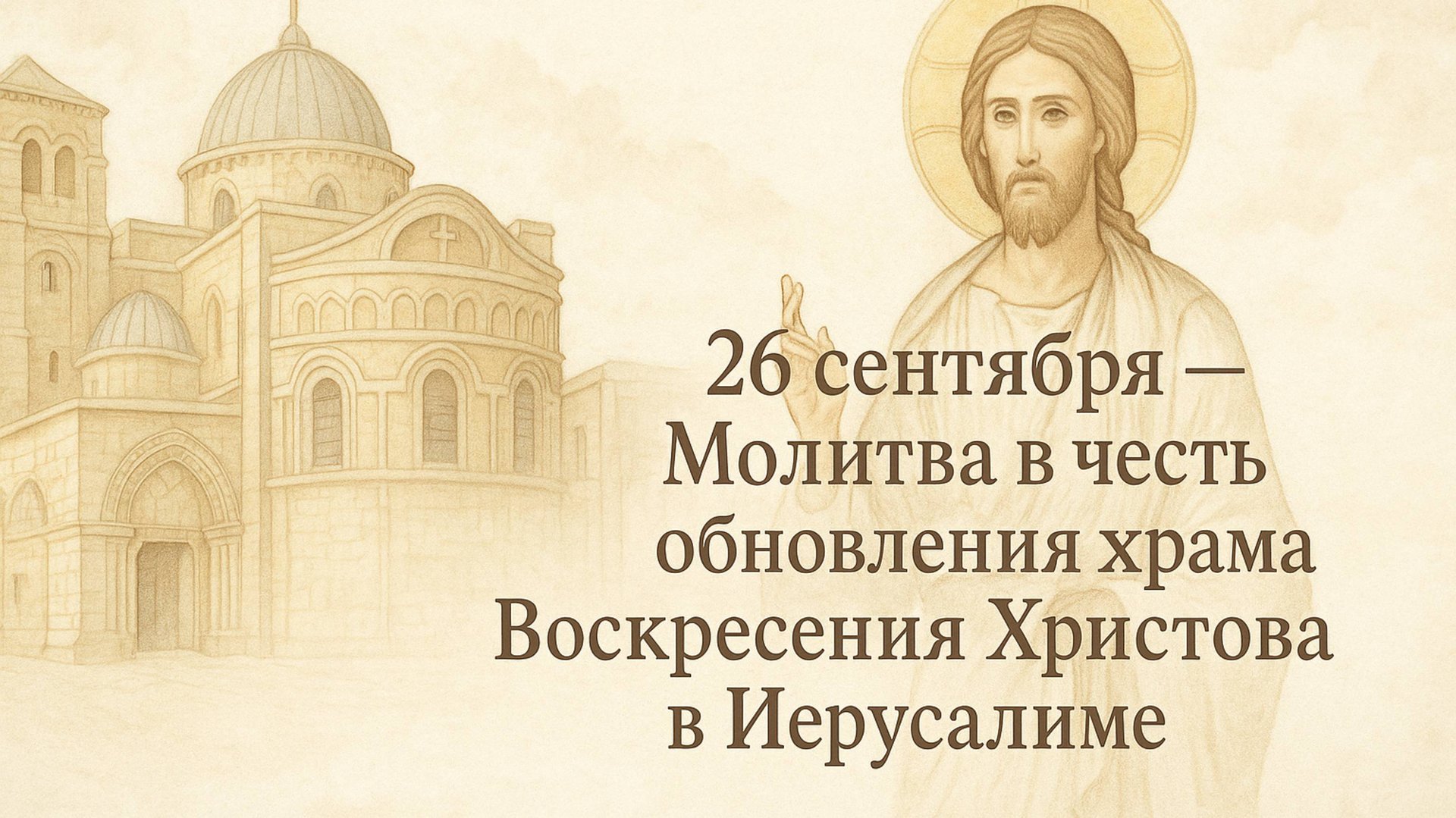 26 сентября — Молитва в честь обновления храма Воскресения Христова в Иерусалиме. смотреть онлайн