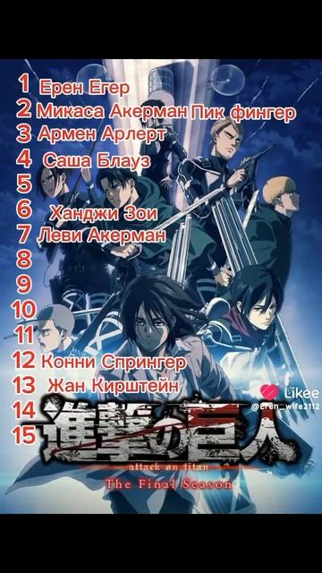 Мой топ персов аот