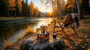 Утренний кофе в Осеннем лесу. Релакс на фон.