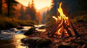 Костёр о Лесного Ручья - Приятные звуки потрескиваний и журчания воды для Медитации