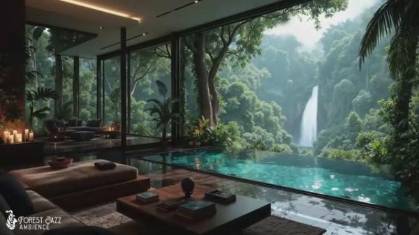 Forest View Living Room Jazz _ Tranquil Jazz Music & Nature Therapy for Focus & Study