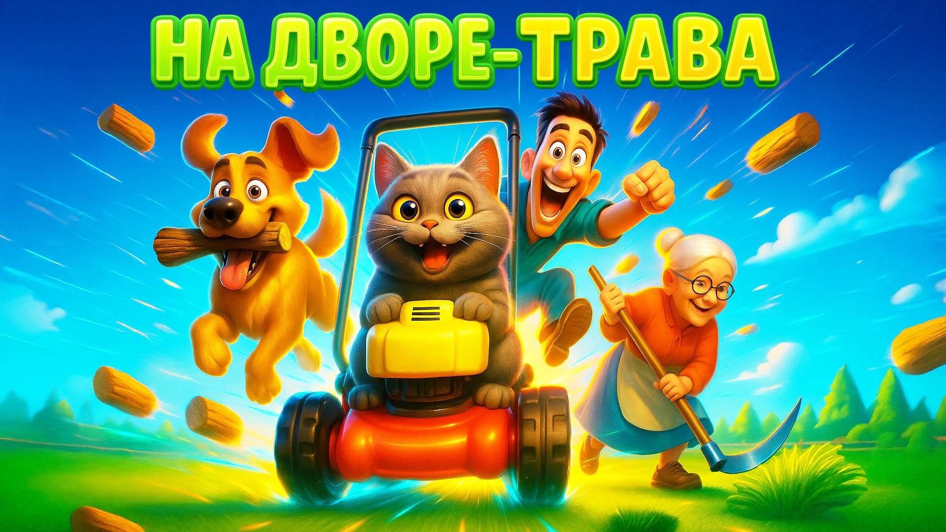 На траве дрова 🌿😄 — скороговорка для детей | Весёлый мультфильм 4K смотреть онлайн