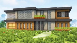 Большой дом хай-тек в майнкрафте.