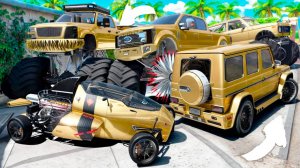 Угнал кучу золотых чит тачек и огромный монстр трак у мажора за 180 сек! Битва воров в ГТА 5 Онлайн