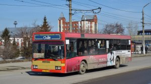 Автобус Mercedes-Benz O405N2 (АС 063 22). Покатушки по Барнаулу. / Driving a Mercedes-Benz O405N2.