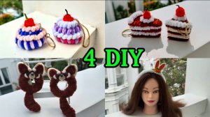 4 поделки из пушистой проволоки 🧁🍰🎂🍩