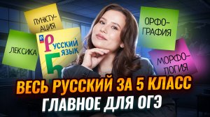 ВЕСЬ русский язык за 5 класс | Разбираем самые важные темы для ОГЭ | Умскул