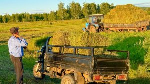 ЗАГОТОВКА СЕНА ТЕПЕРЬ НЕ ПРОБЛЕМА. ПЕССУЕМ ТЮКИ ШАЙТАН-МАШИНОЙ.