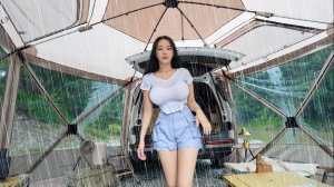 ☔Кемпинг под дождём с роскошной автомобильной палаткой | Природа и дождь ASMR