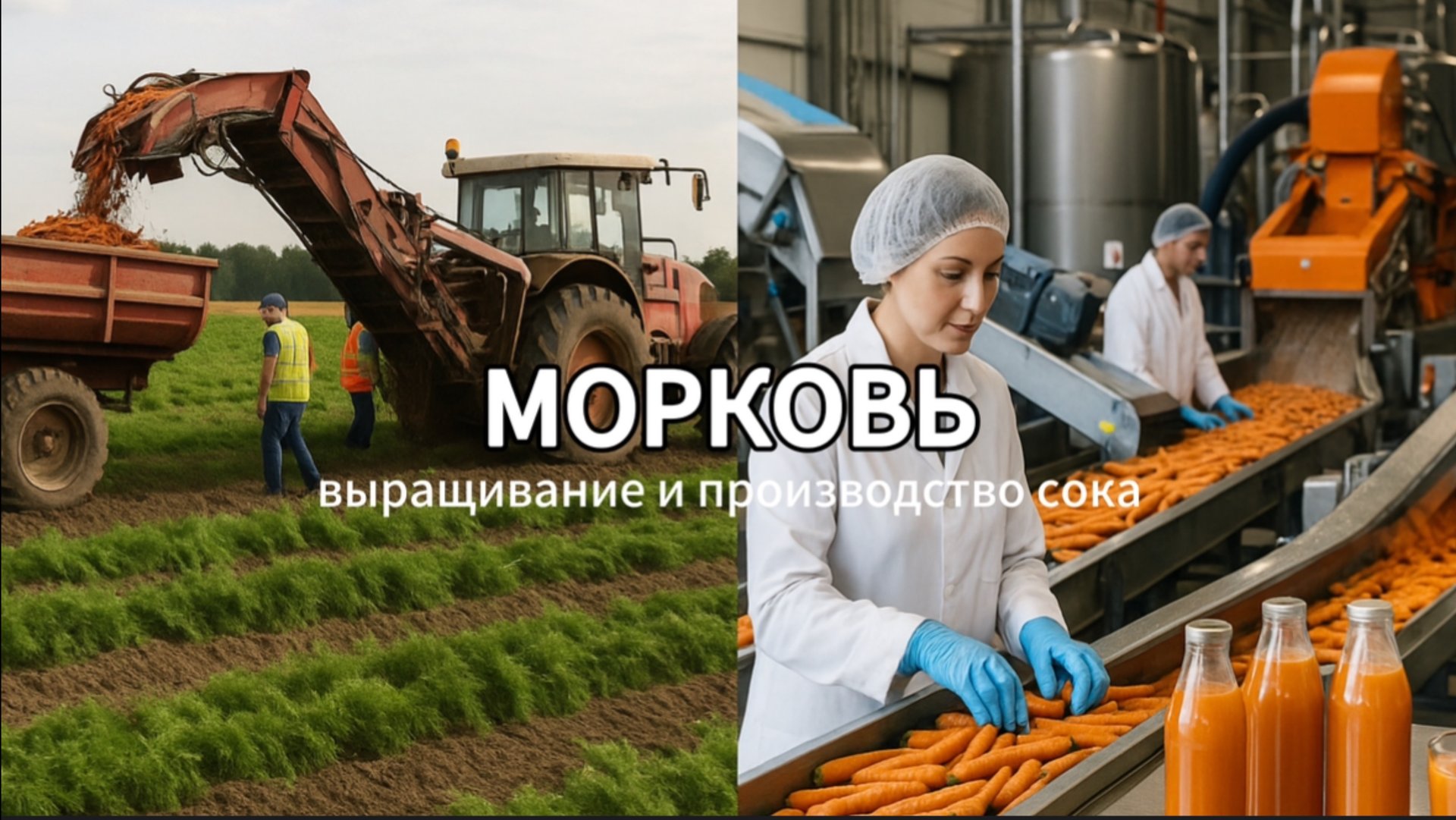 Как фермеры собирают морковь и производят морковный сок 🥕 смотреть онлайн