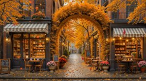 Осенний Джаз на Улице с Кофейнями 🍂 Уютная Атмосфера для Отдыха и Работы