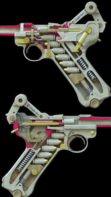 Luger pistol works (left and right view) смотреть онлайн