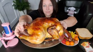 Мукбанг Курица гриль Вау! Луковый хлеб, овощи, пепси)