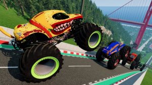 МУЛЬТИКИ ПРО МАШИНКИ 4К Эпические прыжки и столкновения на скоростном монстр-траке Beamng Drive #6