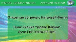 Открытая встреча с Натальей Фесик. Тема: Лучи Светотворения.