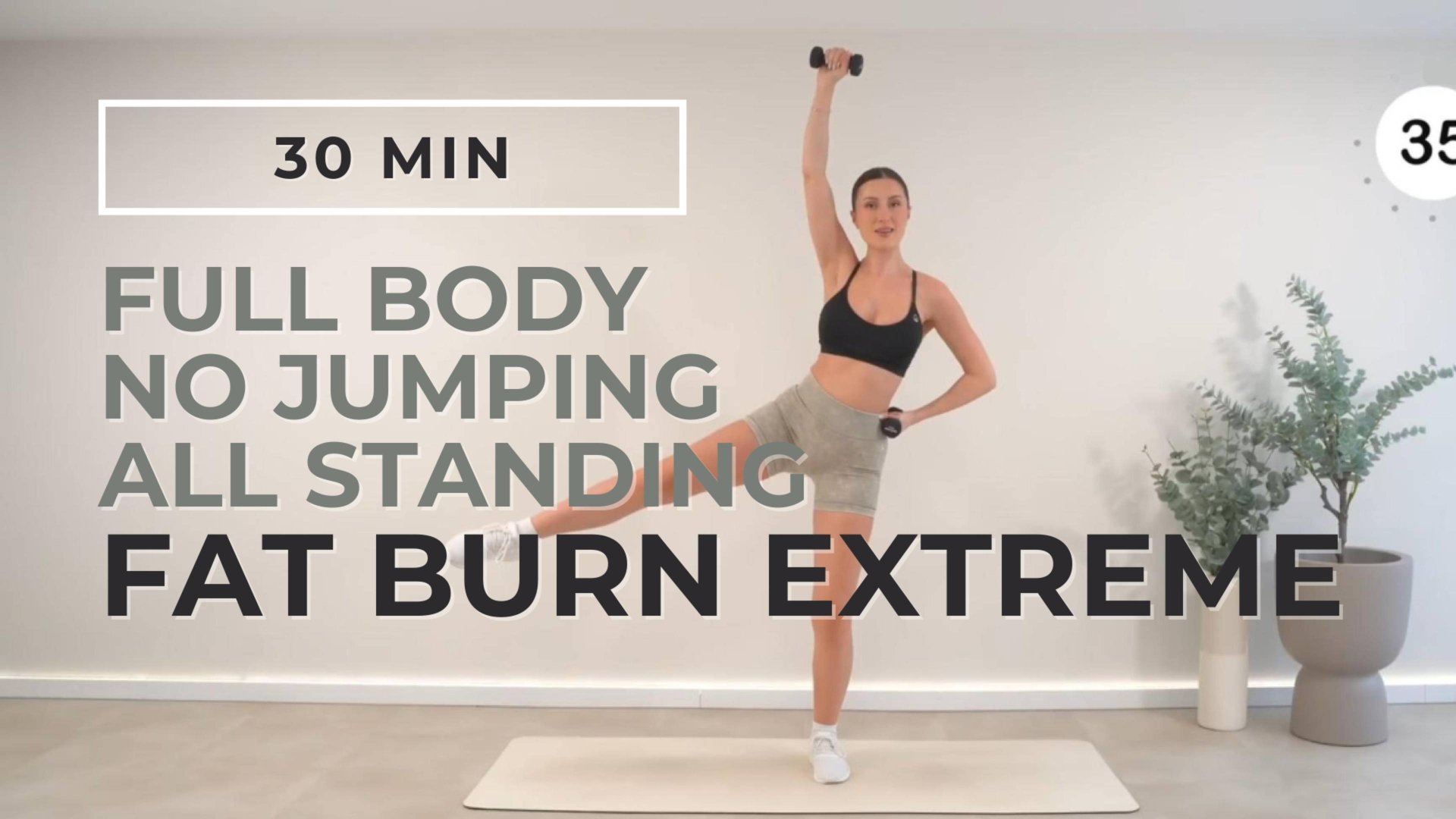 30-минутная жиросжигающая тренировка на все тело с гантелями | Силовая тренировка без прыжков смотреть онлайн