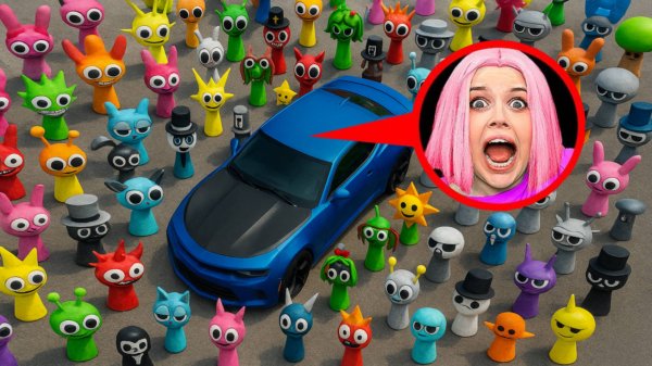 ВСЕ SPRUNKI НАПАЛИ НА НАШУ МАШИНУ CAMARO помогите!!