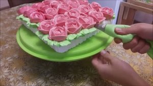 Украшаем торт белково заварным кремом Рецепт ШОКОЛАДНОГО бисквита Cake decoration