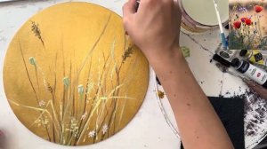 Как нарисовать маки акрилом | Яркий летний букет на золотом фоне