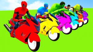 Человек-Паук и Супергерои - Гонки на Мотоциклах - Паркур Челлендж для детей - Мультики для детей