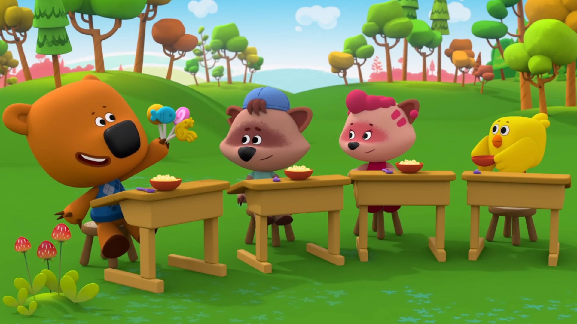 Детский уголок/Kids'Corner .Ми-ми-Мишки Грибы и Листья.Интерактивная История про Кешу и Тучку смотреть онлайн