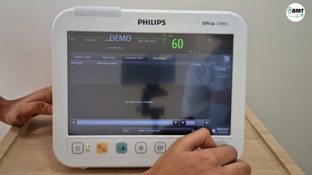 Efficia CM10 PHILIPS Patient Monitor Ful Demo   How To Shut Down   How To Use   Portable   Alarms