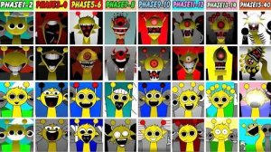 Все 1-40 Оригинальные фазы Sprunki против всех 1-40 Но живые фазы в Incredibox Sprunki