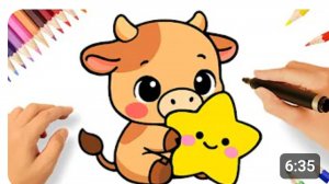 КАК РИСОВАТЬ КРАСИВУЮ КОРОВУ В СТИЛЕ КАВАЙИ СО ЗВЕЗДОЙ 🐮💖