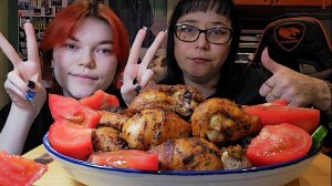 Мукбанг | Жареная курочка и пюрешка | Обжор Асмр