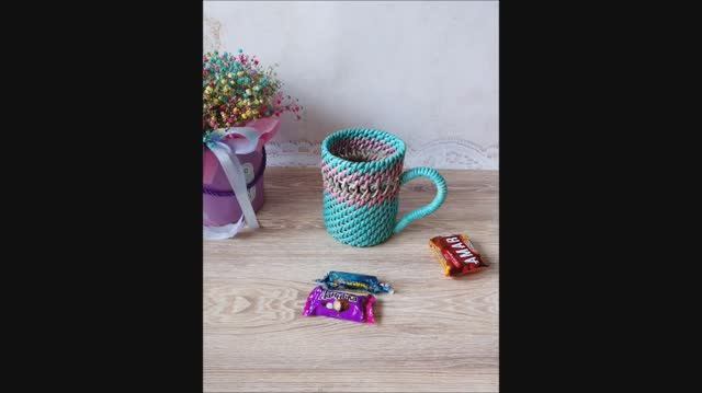 Кружка с ажуром корневым плетением из бумажной лозы смотреть онлайн