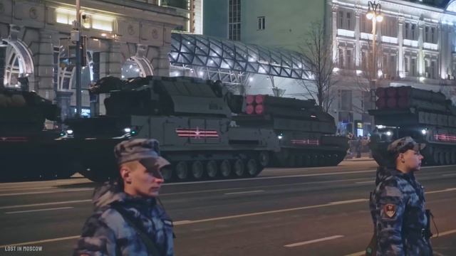 4K.Moscow Victory Day Military Parade. Russian Tank Column. Mechanized Infantry Column.