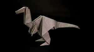 Оригами динозавр - велоцираптор из бумаги - обучение | Как сделать из бумаги динозавра оригами