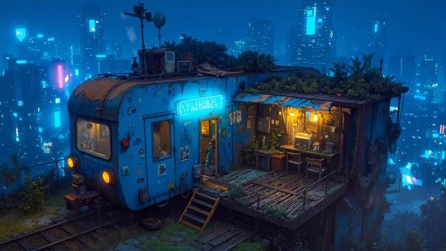 A Cozy Home At The End Of The Line 🚃 Cyberpunk Ambient & City Sounds