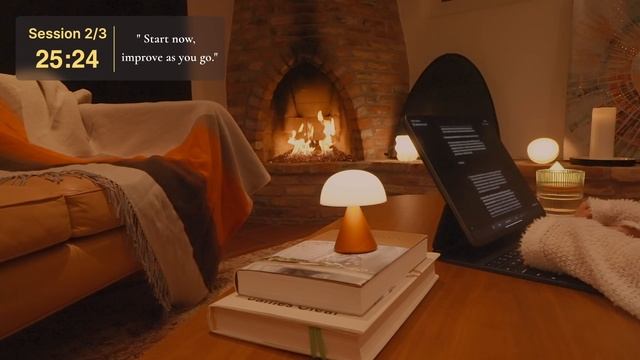 3 часа Lofi Study With Me By The Fireplace｜ 50-10 Pomodoro Timer & Focus, Relaxing Background Musi