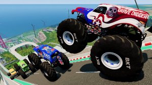 МУЛЬТИКИ ПРО МАШИНКИ 4К Эпические прыжки и столкновения на скоростном монстр-траке Beamng Drive #7