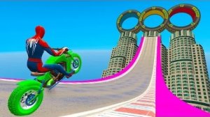 Человек-Паук в мотоцикле паркур с препятствиями (GTA V
