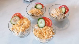 Салат из печени трески