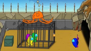 AMONG US  против ГАРТЕНА из БАНБАНА в клетке.