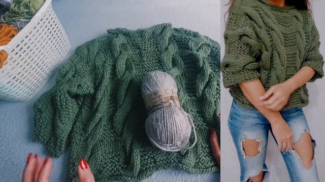 ВЯЗАНИЕ/ Knitting ДЖЕМПЕР С КОСАМИ ИЗ Kartopu Melange Wool/ Бесплатные мастер классы смотреть онлайн
