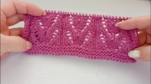 Несложный ажурный узор спицами поворотными и круговыми рядами. Схема